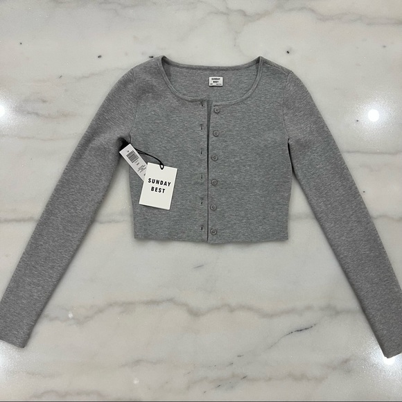 Aritzia Sunday Best Izzy Cardigan Grey XXS (NWT) - Picture 6 of 7